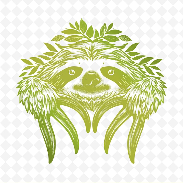 PSD a panda head with leaves on its head