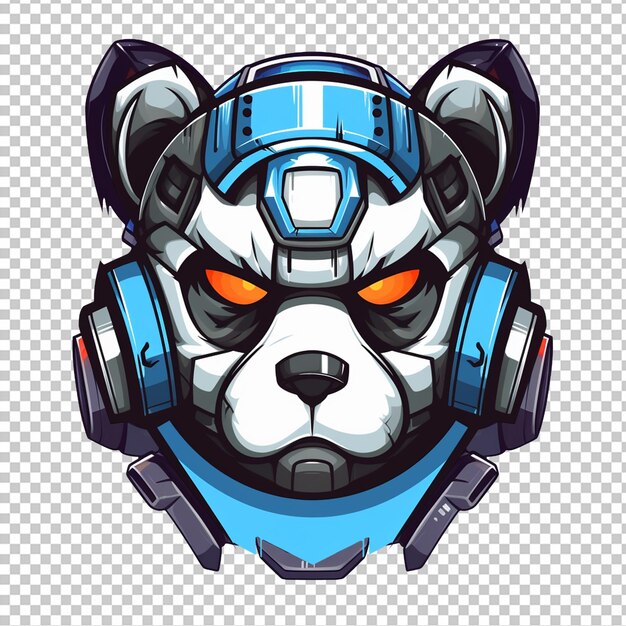 PSD panda-hoofd mascotte met een robothelm