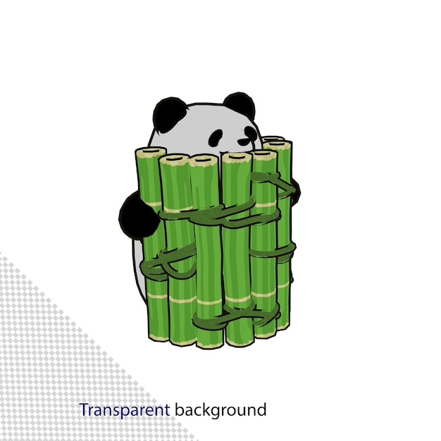 PSD panda i zielony bambus wysokiej jakości renderowanie 3d z przezroczystym tłem
