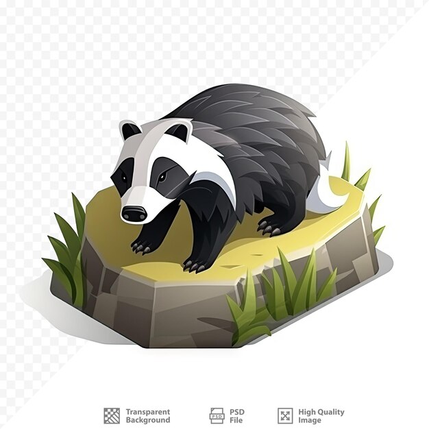 PSD panda leży na skale z napisem panda.