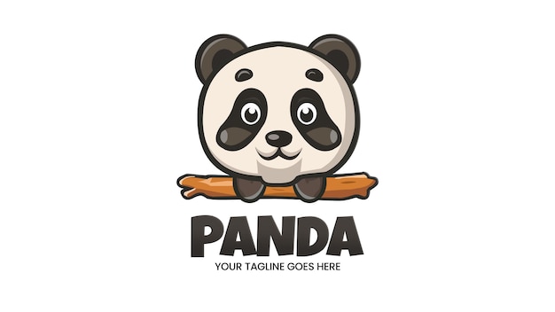 Illustrazione del logo del panda sul banner di photoshop