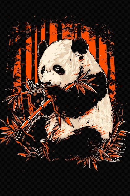 PSD panda munching on bamboo with a forest backdrop poster desig psd art design concept poster banner