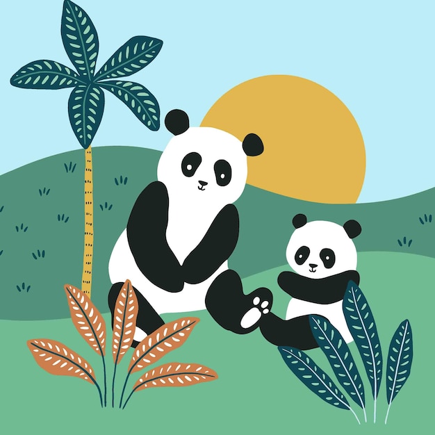 PSD panda muurpapier patroon ontwerp.