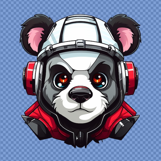 PSD mascotte a testa di robot panda