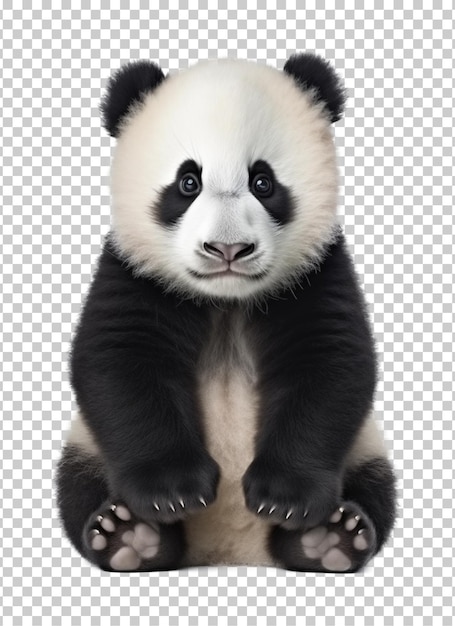 PSD panda sitting isolated on transparent background