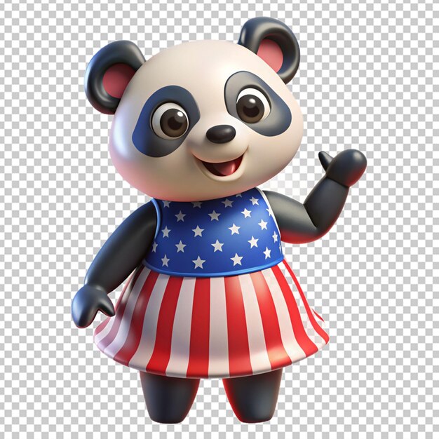 Panda wearing american flag dress