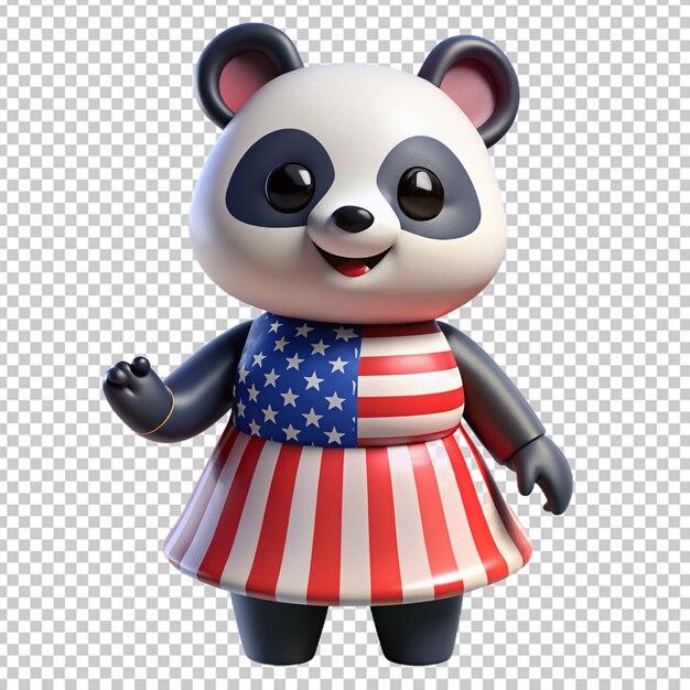 Panda wearing american flag dress