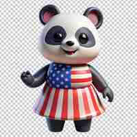 PSD panda wearing american flag dress