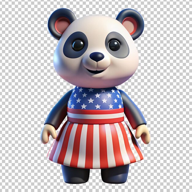 Panda wearing american flag dress