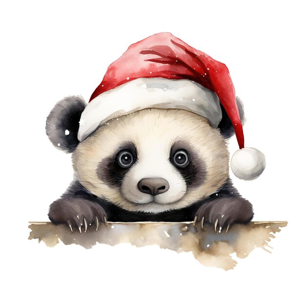 PSD panda wearing a santa hat