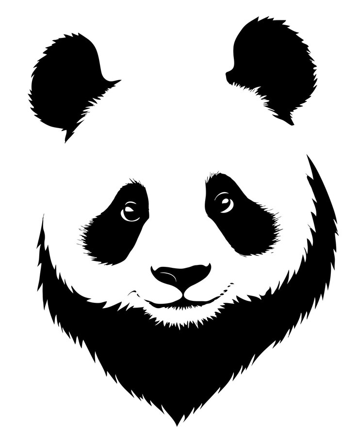 PSD panda wildlife nature illustration silhouette style