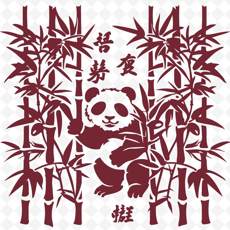 PSD a panda with bamboo in the background and the panda on the right
