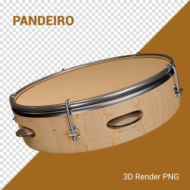Pandeiro Brasileiro Carnaval Instrumento 3D Render isolado samba composicao Carnival Instrument