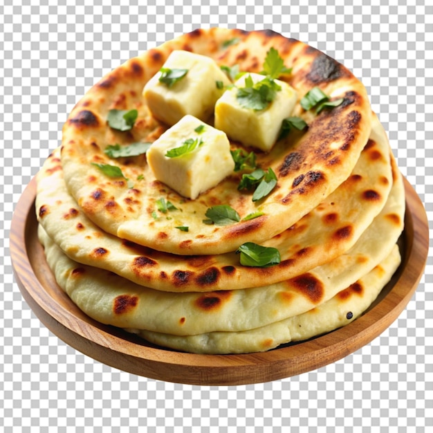 PSD paneer naan stuffed with indian cheese transparent background