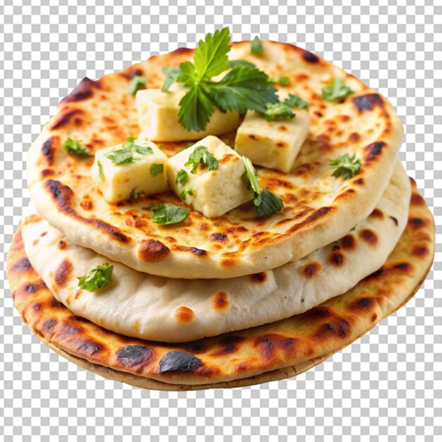 PSD paneer naan wypełniony indyjskim serem na przezroczystym tle