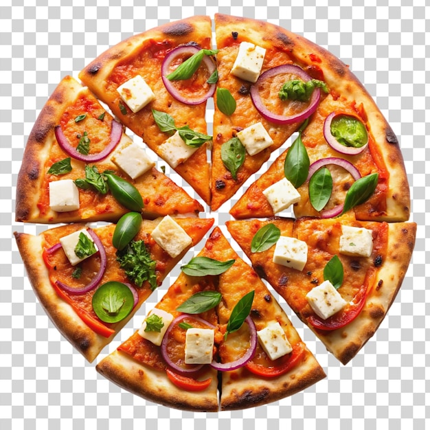 PSD paneer tikka pizza izolowana na przezroczystym tle