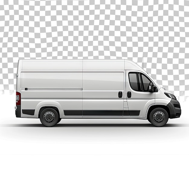 PSD panel van side view isolated on a transparent background side view of a modern blank sedan delivery