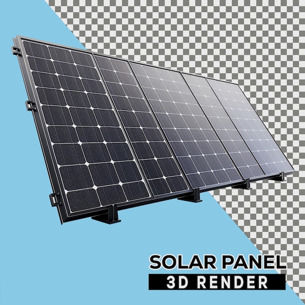 PSD panele słoneczne na dachu w realistycznym renderowaniu 3d na przezroczystym tle