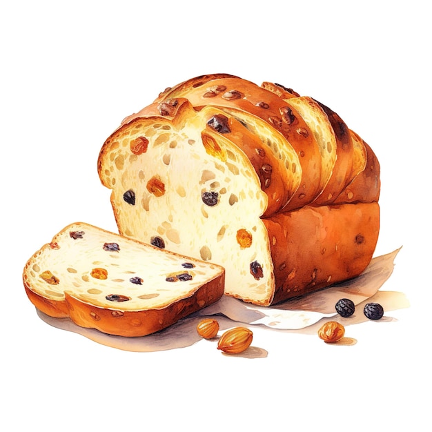 Panettone Foods Ilustracja Akwarel Styl AI generowany