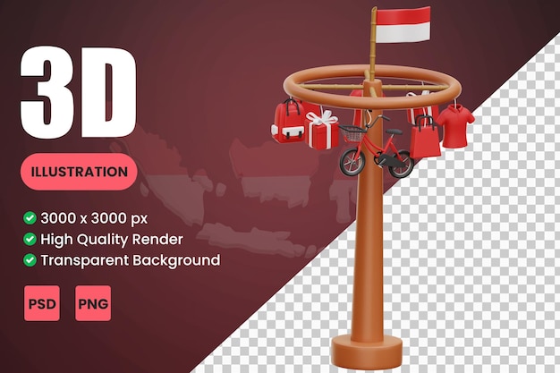 Panjat Pinang 3D Icon Illustrations