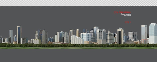 panorama view the city has many highrise buildings