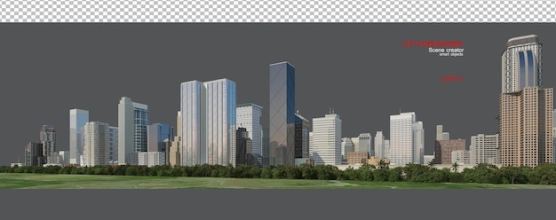 panorama view the city has many highrise buildings