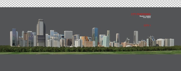 panorama view the city has many highrise buildings