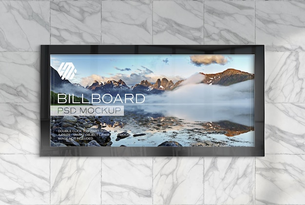 PSD panoramic billboard on underground station wall mockup