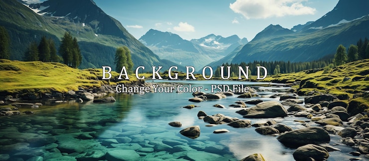 PSD panoramic view of the lake in the mountains mountain landscape