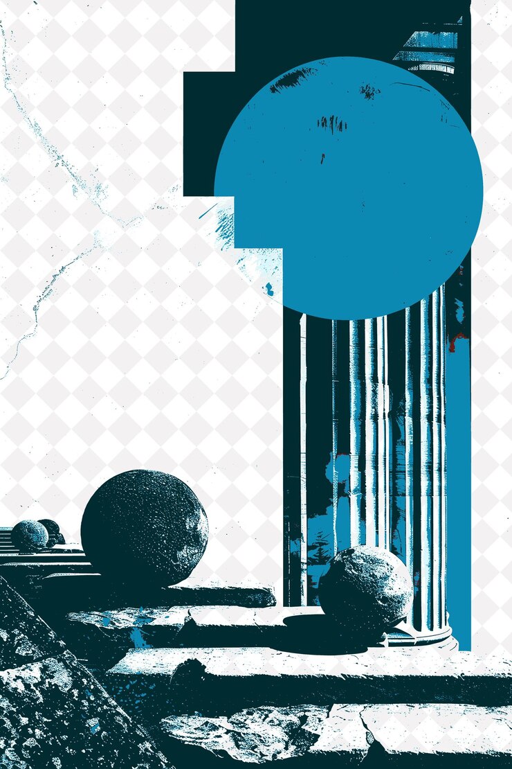 PSD pantheon landscape with arancini balls and a red calzone piz italy culture illustration design