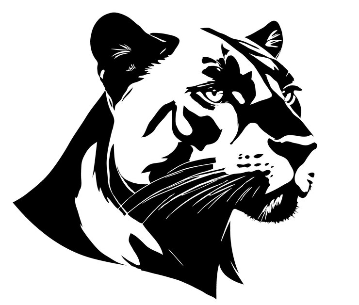PSD panther wildlife nature illustration silhouette style