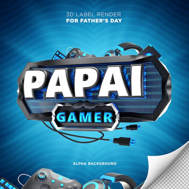 Papa gamer banner in brazilië 3d render ontwerp