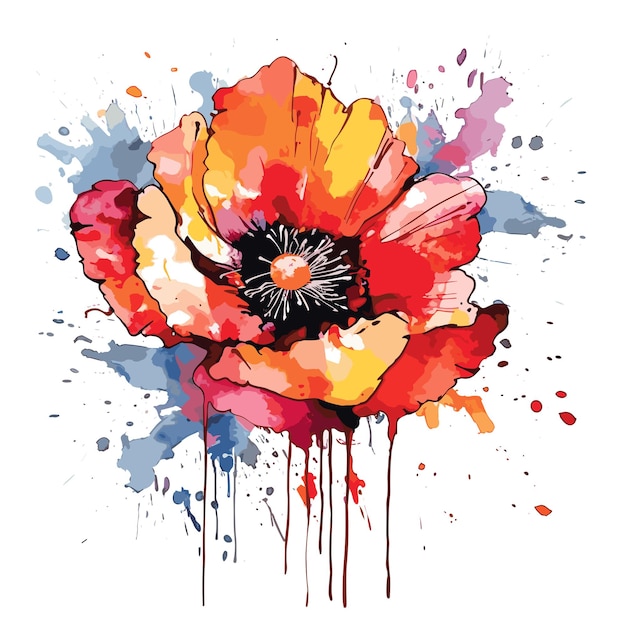 PSD papaver aquarel t-shirt ontwerp grafisch illustratie aquarel png psd