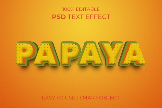 PSD papaya fruit bewerkbaar teksteffect