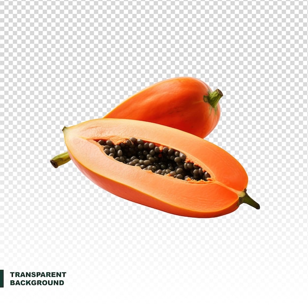 Papaya fruit isolated on transparent background