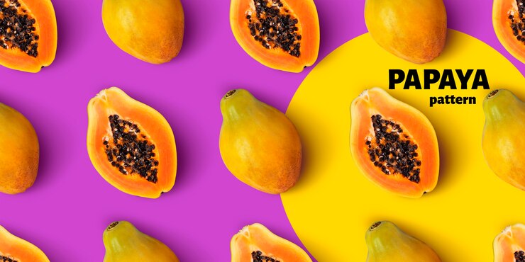 PSD papaya fruit seamless pattern