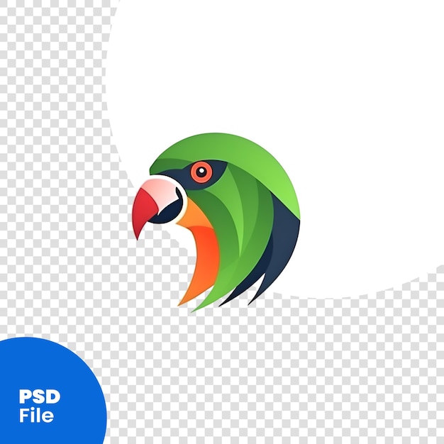 PSD papegaai logo sjabloon vector pictogram illustratie ontwerp. vogel logo concept. psd-sjabloon