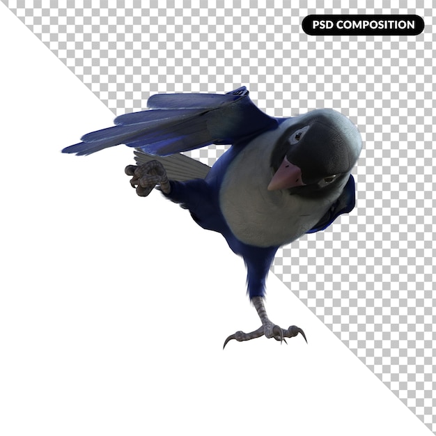 PSD papegaai vogel dier geïsoleerd 3d-rendering