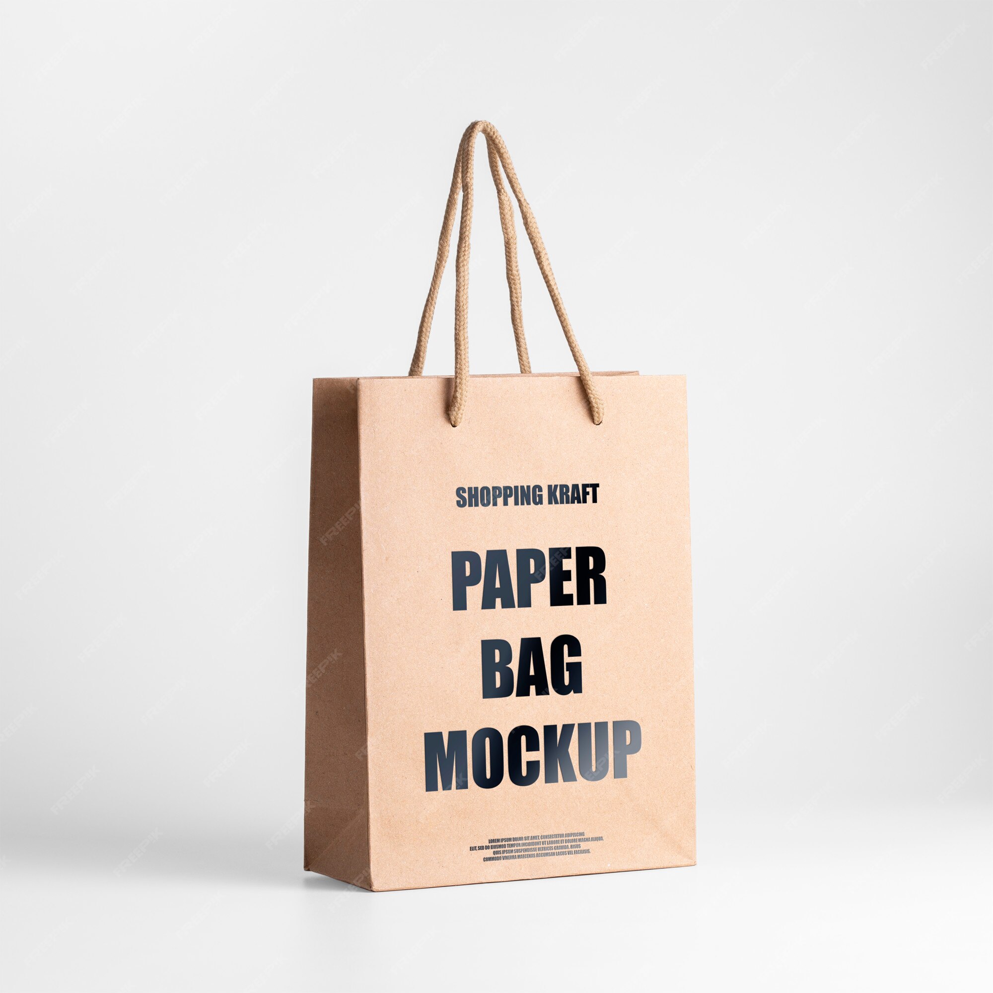 Premium PSD | Paper bag brown mockup. three quarters view editable ...