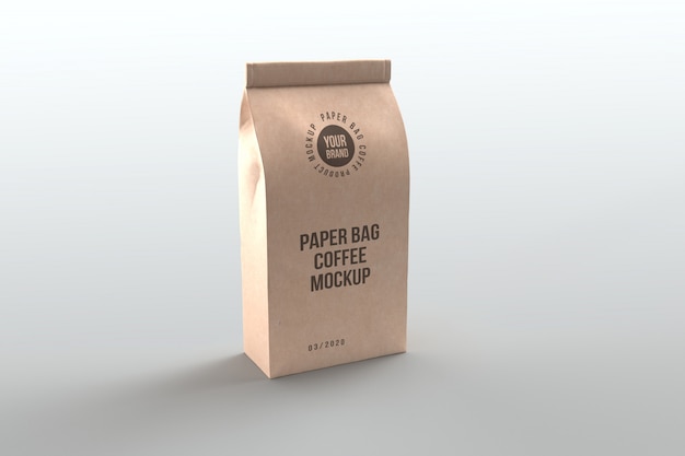 Mockup di prodotti di caffè in sacchetto di carta