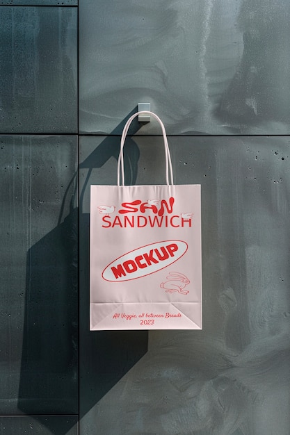 Paper bag hanging mockup