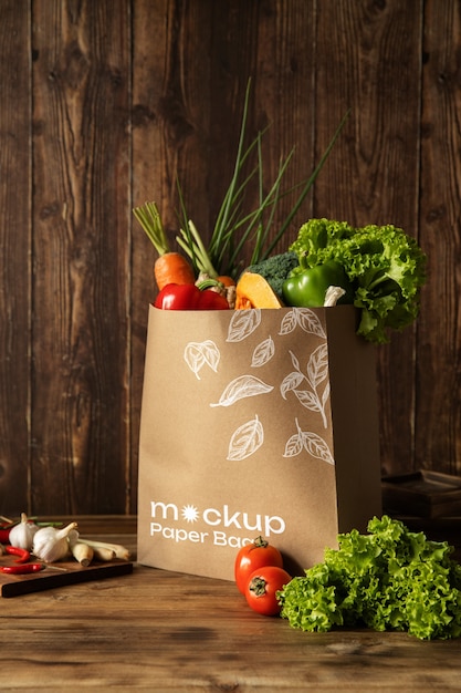 Paper bag mock-up design for groceries
