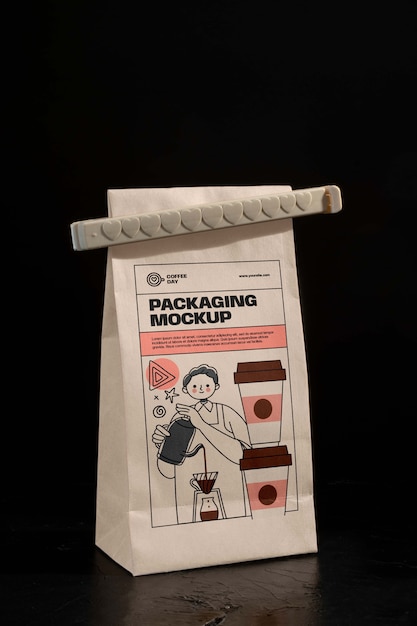 PSD paper bag mockup  closed with clip