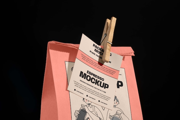 Paper bag mockup  closed with clip