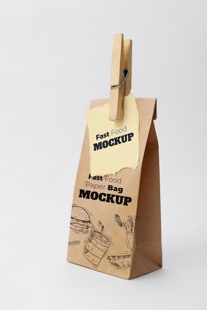 PSD paper bag mockup for fast food