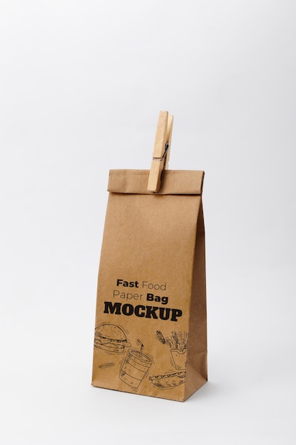 PSD paper bag mockup for fast food