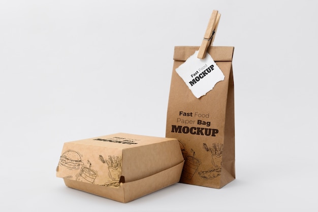 Paper bag mockup for fast food