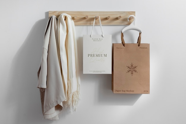 PSD paper bag mockup on hanger