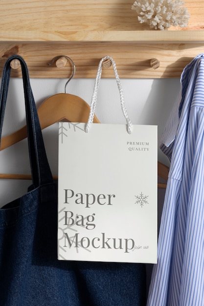 PSD paper bag mockup on hanger