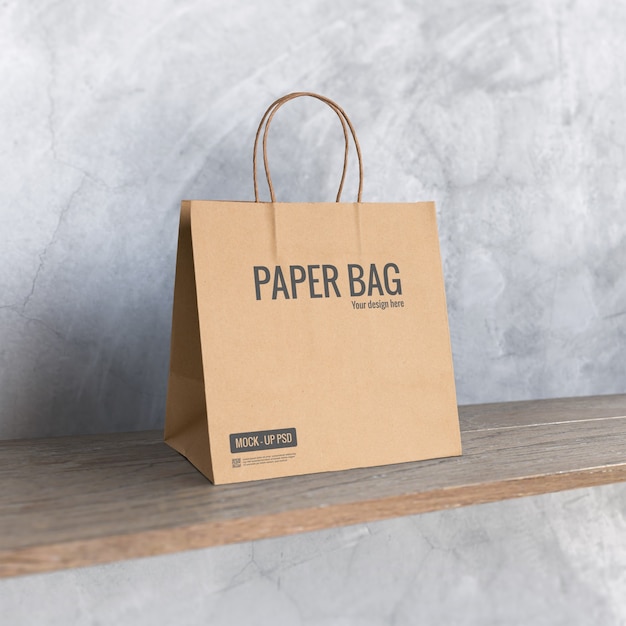 Paper bag mockup on the Shelf